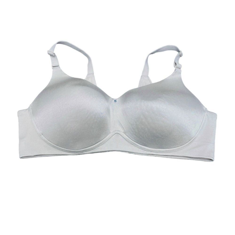 Cacique Bra Lightly Lined Lounge No Wire Full Coverage Nylon Sz 42DD Light Blue